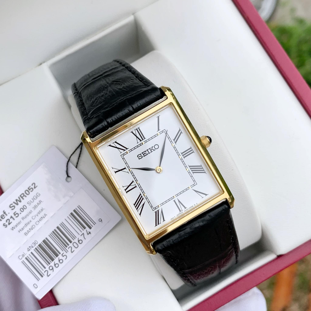 Đồng hồ chính hãng nam Seiko SWR052 - Máy quartz pin - Kính cứng - Dây da