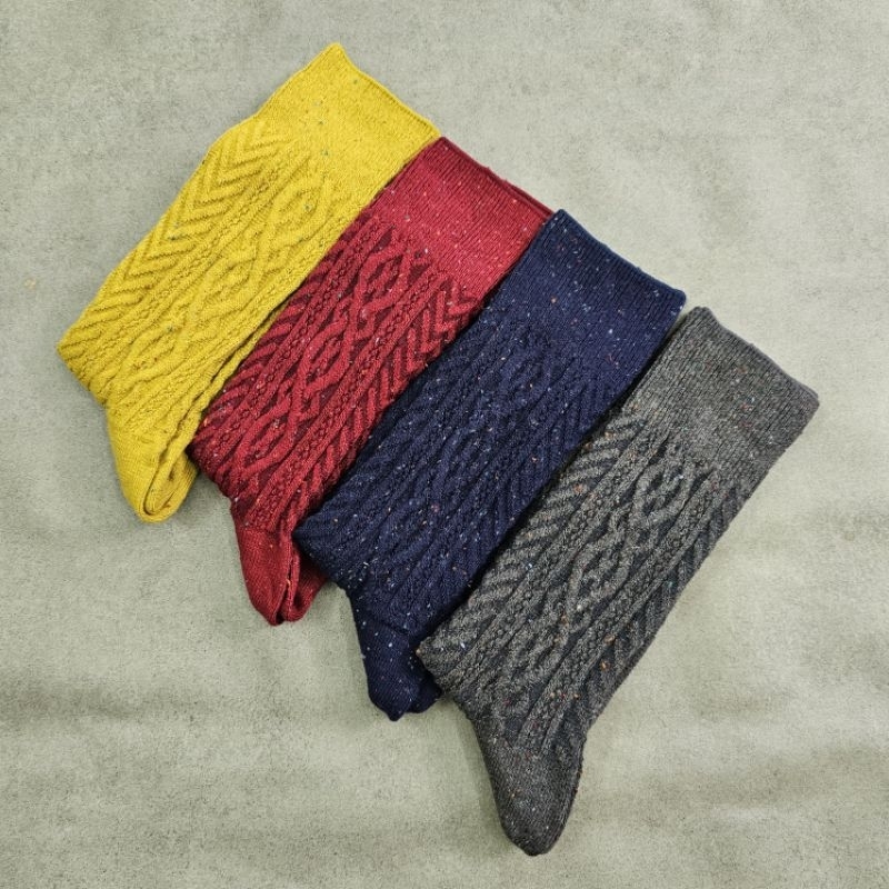 Sét 4 đôi tất cao cổ cotton sợi len vặn thừng siêu đẹp