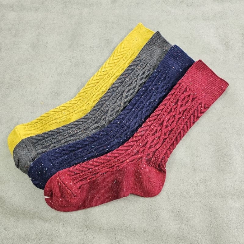 Sét 4 đôi tất cao cổ cotton sợi len vặn thừng siêu đẹp