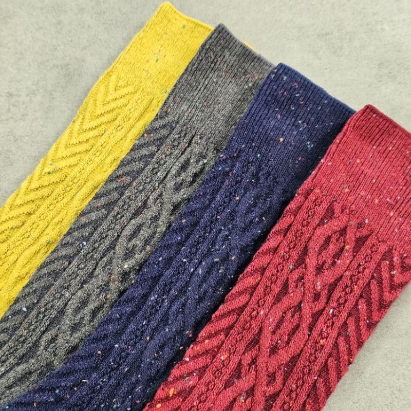 Sét 4 đôi tất cao cổ cotton sợi len vặn thừng siêu đẹp