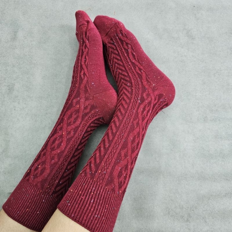 Sét 4 đôi tất cao cổ cotton sợi len vặn thừng siêu đẹp