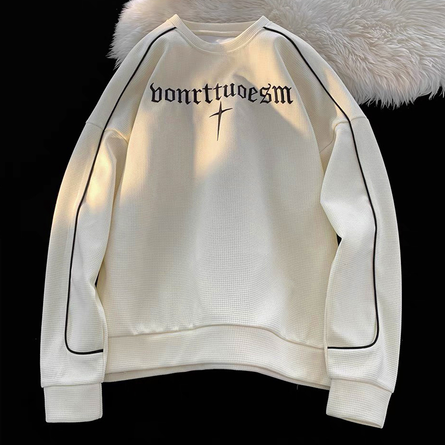 Áo thun dài tay FKZ Unisex thêu chữ thập BONRTTUOESM nam nữ lỡ oversize form rộng sweater ulzzang Hàn Quốc