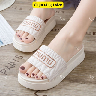 Dép quai ngang Mumu bản quai V chữ nhũ vàng đế bằng chọn tăng 1 size