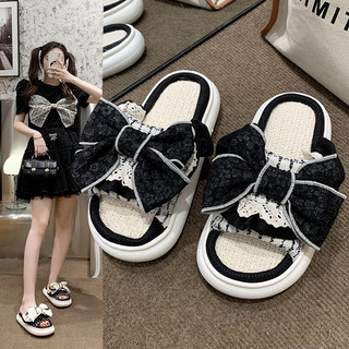 Dép vải lanh hình Nơ Ren siêu xinh mềm êm đế cao su chống trơn Đức Phúc