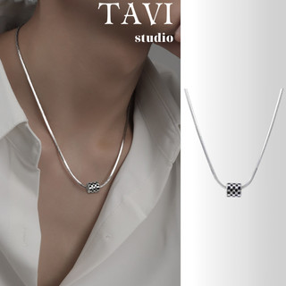Vòng Cổ nam nữ Mox Tavi Studio thời trang phụ kiện cá tính sợi mảnh chuỗi xương rắn mặt dây kẻ caro - Dây Chuyền Mox