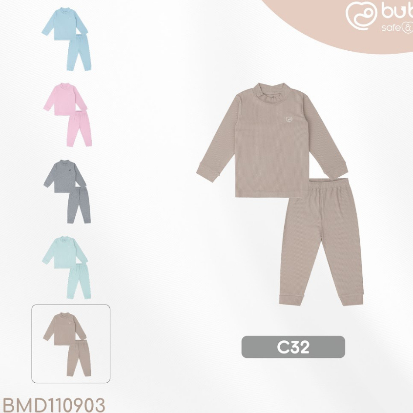 Bộ dài tay cổ 3p modal gỗ sồi Bu baby cho bé 7kg đến 17kg