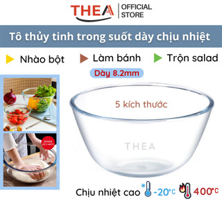 Tô thủy tinh to trong suốt chịu nhiệt làm bánh, salad, bát thủy tinh trong suốt đa dung tích 800ml đến 4500ml - THEA