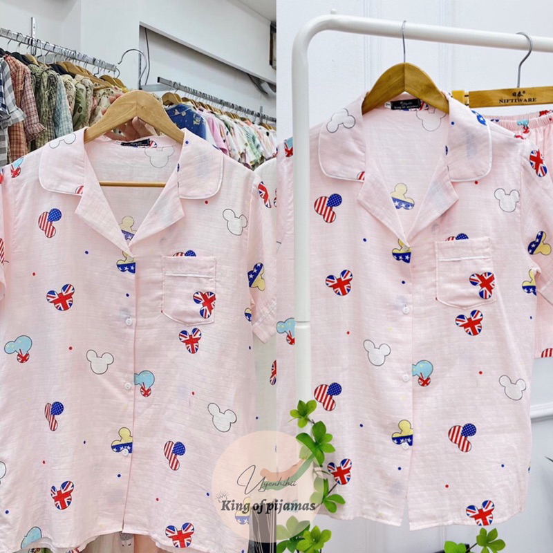 Bộ xô tre pijama bộ mặc nhà nữ hoạ tiết cute dễ thương xinh xỉu rất mát Kingofpijamas