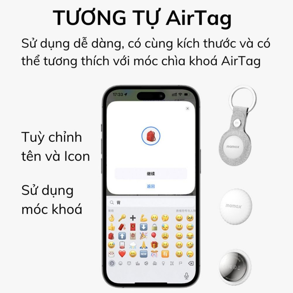 Thiết Bị Định vị GPS Momax Pintag mini không dây thông minh định vị xe máy, ô tô, vật nuôi, đồ dùng cá nhân trẻ em