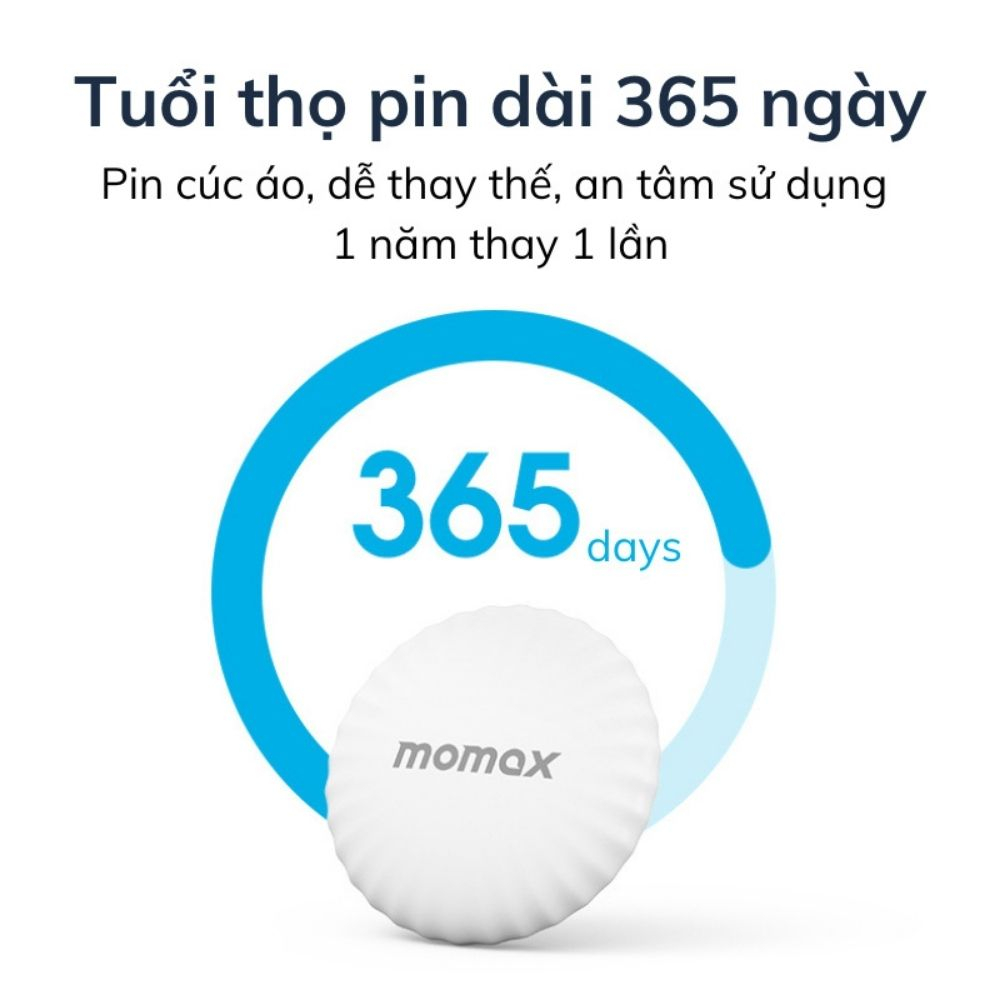 Thiết Bị Định vị GPS Momax Pintag mini không dây thông minh định vị xe máy, ô tô, vật nuôi, đồ dùng cá nhân trẻ em