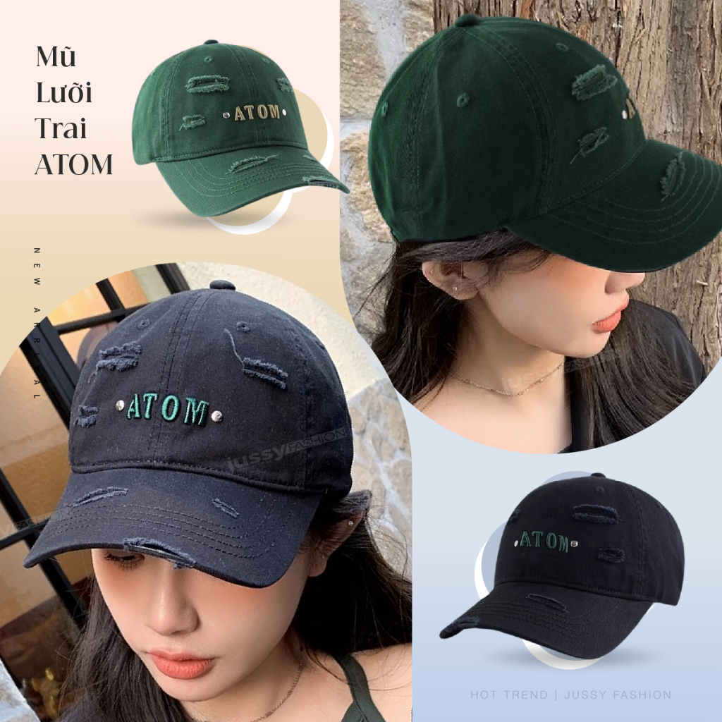 Mũ Lưỡi Trai Rách ATOM Jussy Official Nón Kết Nam Nữ Chất Vải Kaki Cotton Form Mềm Nhiều Màu Hot Trend