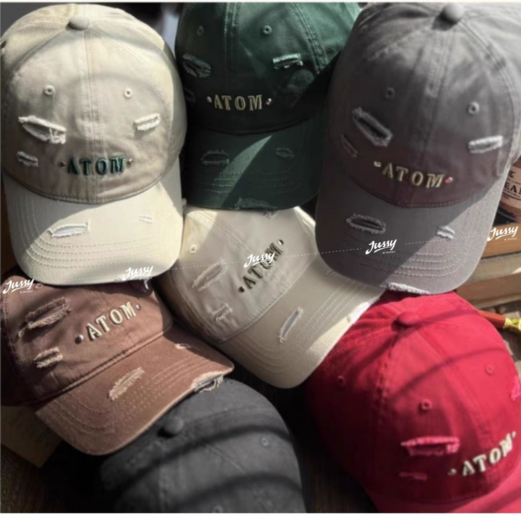 Mũ Lưỡi Trai Rách ATOM Jussy Official Nón Kết Nam Nữ Chất Vải Kaki Cotton Form Mềm Nhiều Màu Hot Trend