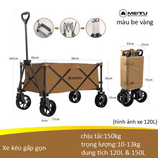 Xe kéo Dã ngoại Gấp gọn du lịch cắm trại - xe kéo đẩy đồ thương hiệu meru