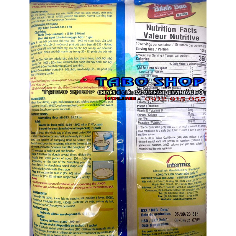 Bột Bánh Bao Có Men 1Kg - MIKKO Có sẵn gói men