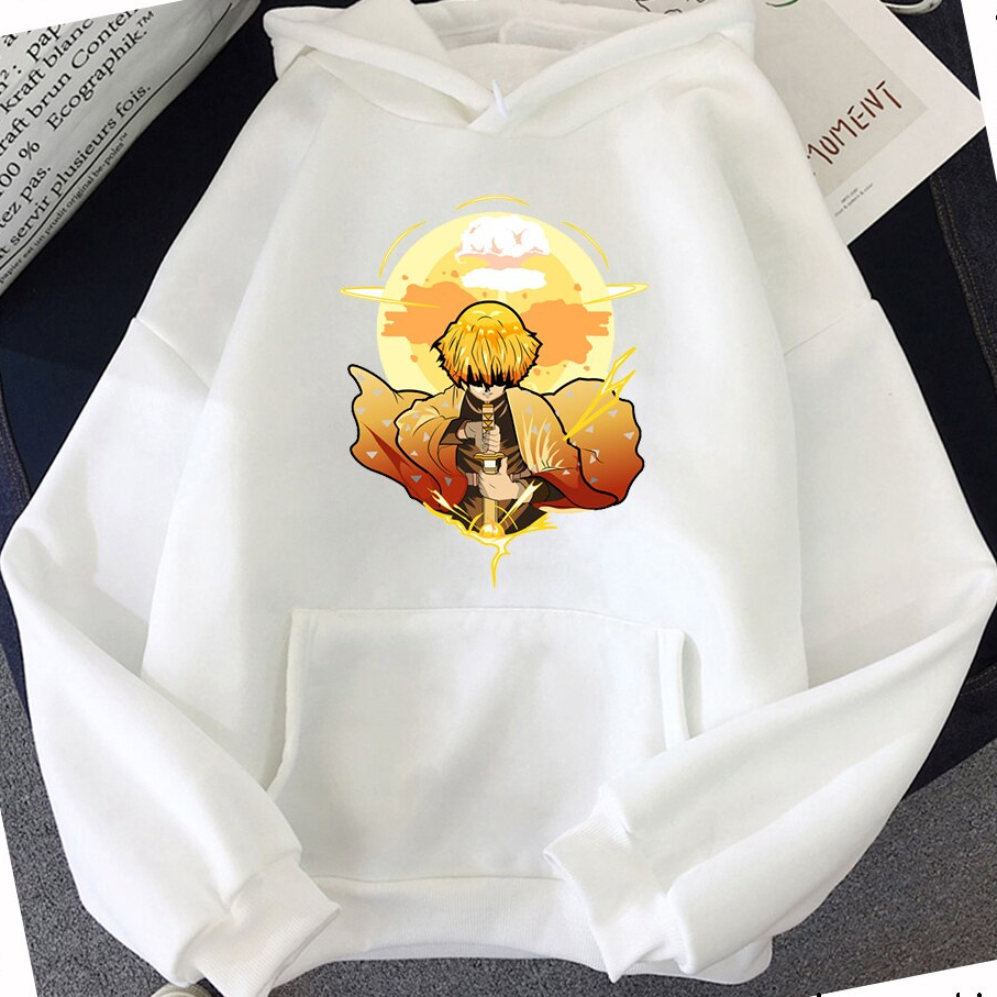 Áo Hoodie Mùa Đông In Hình Anime Demon Slayer Zenitsu Phong Cách Đường Phố Cho Nam