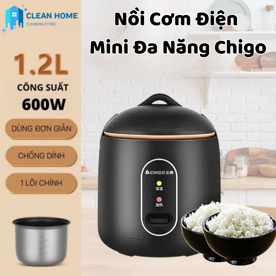 Nồi Cơm Điện Mini Đa Năng Chigo Dung Tích 1.2L Công Suất 60W Nấu Cháo Súp Hầm, Thiết Kế Chống Dính An Toàn Cho Sức Khỏe