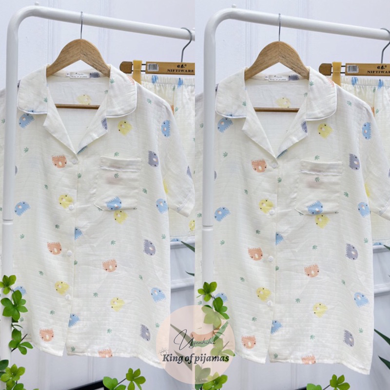 Bộ xô tre pijama bộ mặc nhà nữ hoạ tiết cute dễ thương xinh xỉu rất mát Kingofpijamas