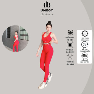 Set đồ 2 món áo bra và quần tập gym nữ chất  thun  gân ôm body tôn dáng thoáng khí khi tập luyện Umegy Sport