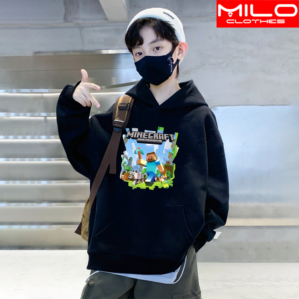 BST Áo Hoodie Tay Dài In Hình Trò Chơi Minecraft Cho Bé trai gái