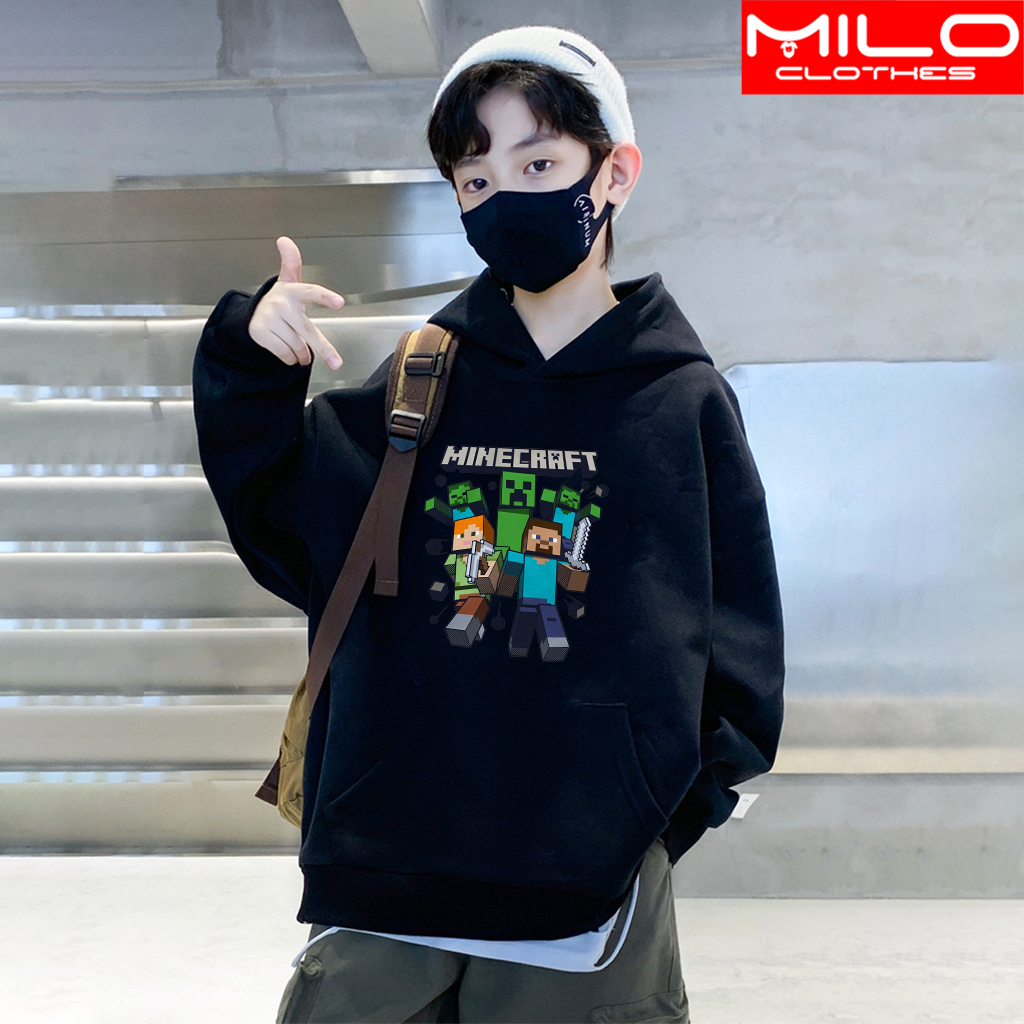 BST Áo Hoodie Tay Dài In Hình Trò Chơi Minecraft Cho Bé trai gái