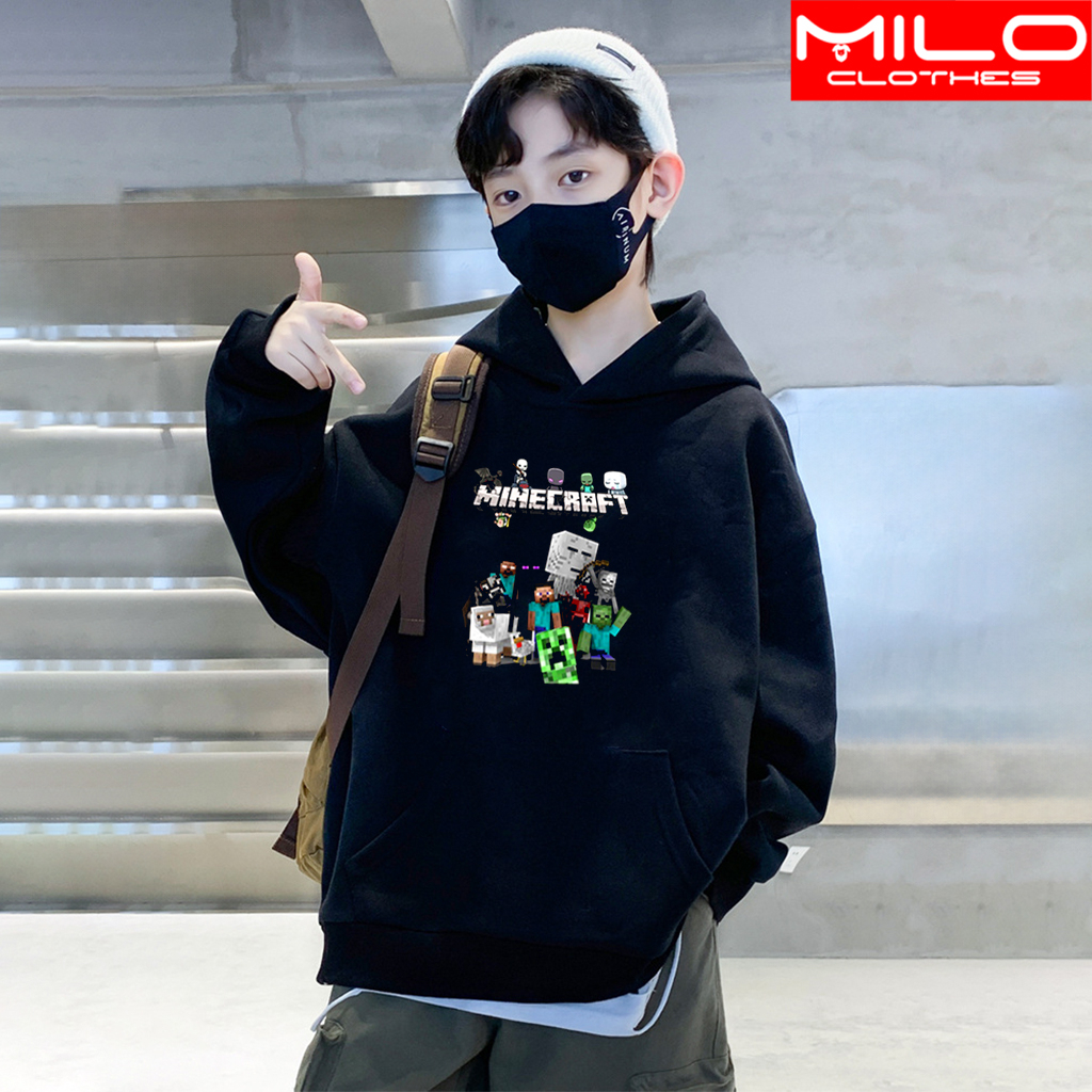 BST Áo Hoodie Tay Dài In Hình Trò Chơi Minecraft Cho Bé trai gái