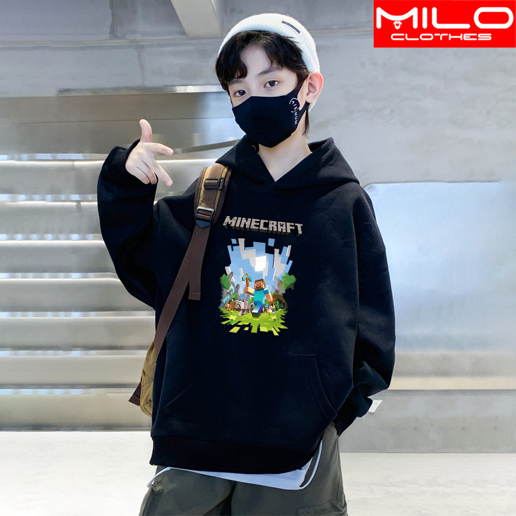 BST Áo Hoodie Tay Dài In Hình Trò Chơi Minecraft Cho Bé trai gái