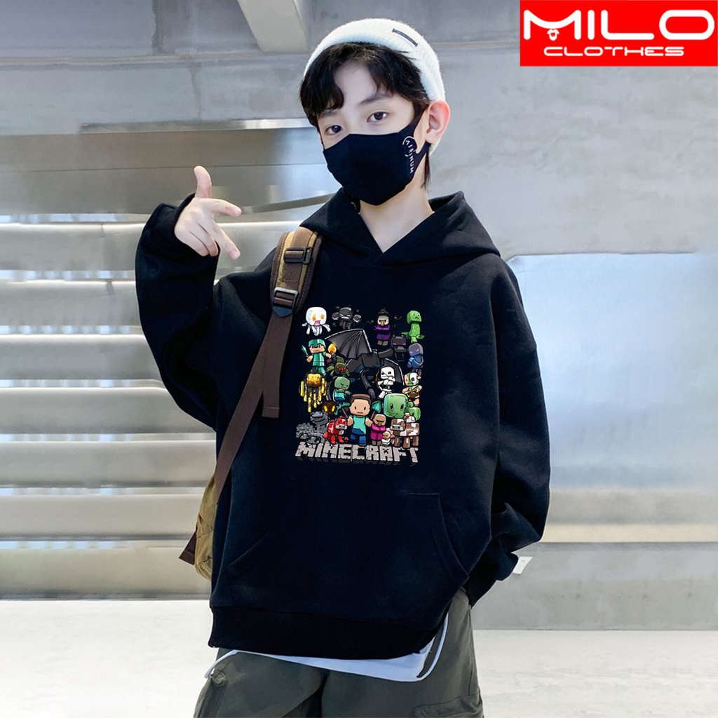 BST Áo Hoodie Tay Dài In Hình Trò Chơi Minecraft Cho Bé trai gái