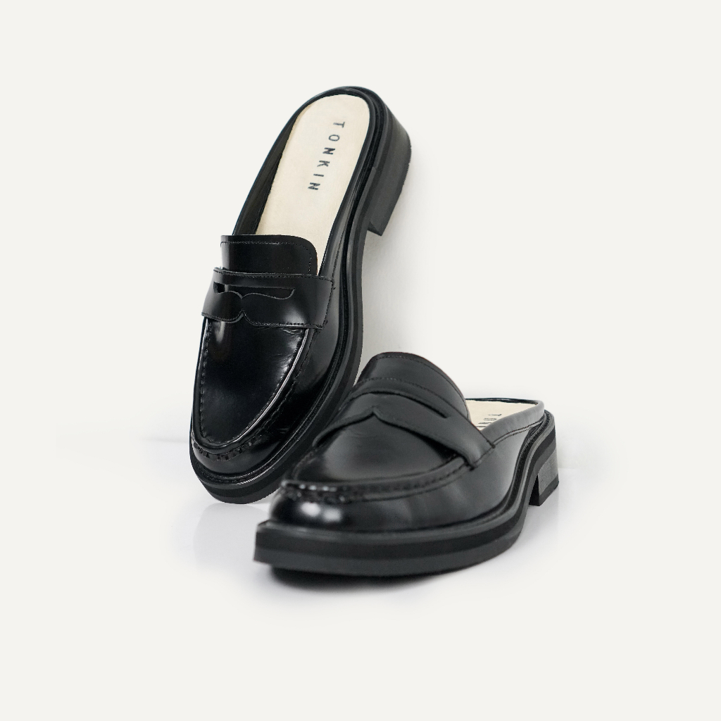 Giày sục nam màu đen MULLES da bò Patent chống nhăn, công sở văn phòng TONKIN  có size lớn | BigBuy360 - bigbuy360.vn