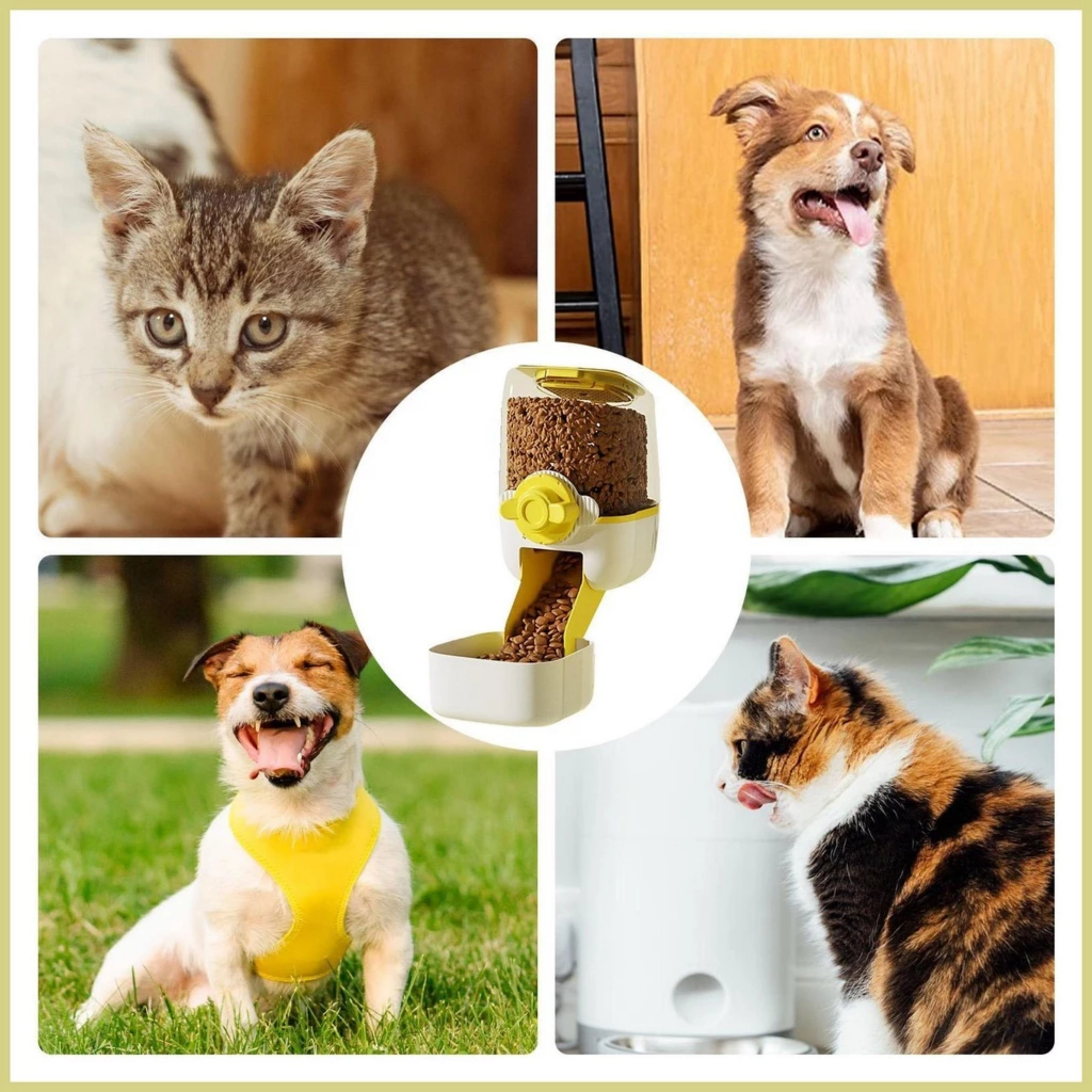 Bình hạt tự động gắn chuồng cho thú cưng chó mèo