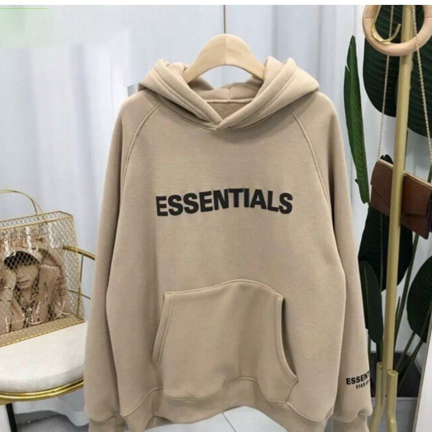 ÁO HOODIE NAM NỮ, ÁO KHOÁC NỈ IN HÌNH CHỮ ESSETIALS FROM RỘNG DÀI TAY