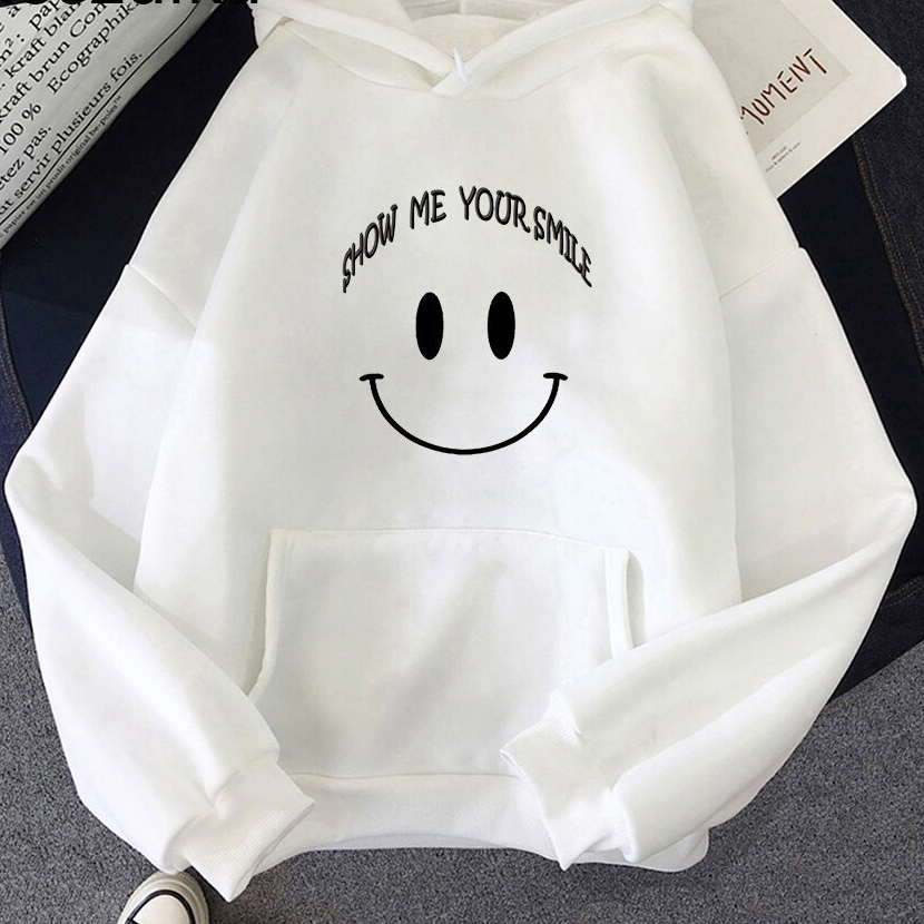 Áo hoodie in hình Mặt cười ngộ nghĩnh áo nỉ thu đông cho nam và nữ