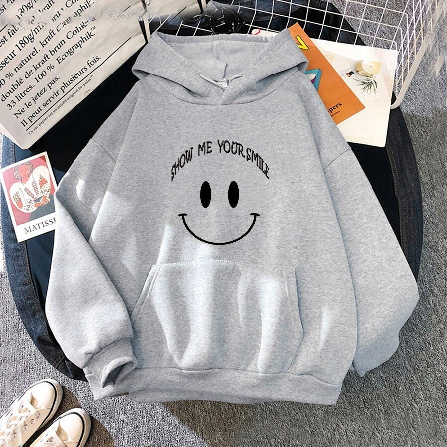 Áo hoodie in hình Mặt cười ngộ nghĩnh áo nỉ thu đông cho nam và nữ