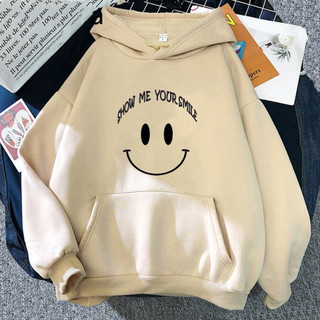 Áo hoodie in hình Mặt cười ngộ nghĩnh áo nỉ thu đông cho nam và nữ