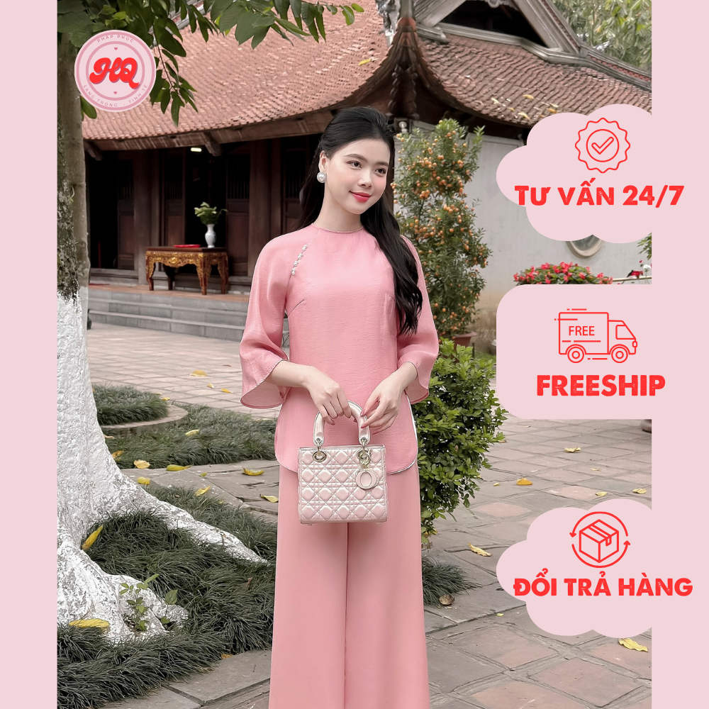 Bộ đồ đi lễ chùa chất liệu áo tơ crep phối với quần lụa cao cấp - PP05