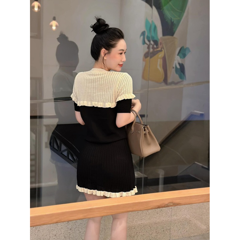 Set áo len phối trắng