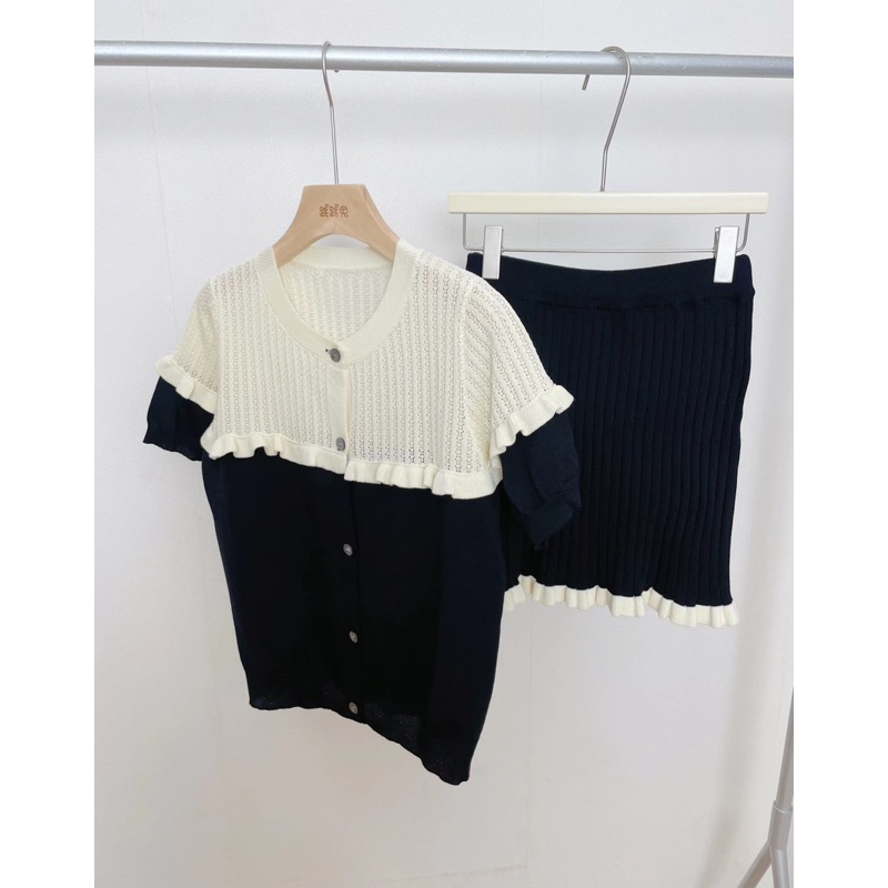 Set áo len phối trắng