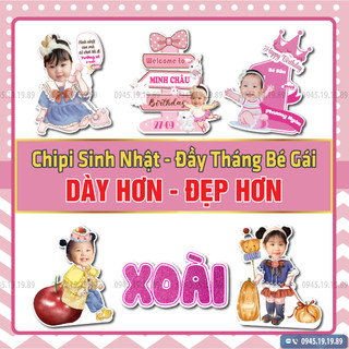 Chibi Sinh Nhật, Đầy Tháng [Cao 30cm - Kích Thước Tiêu Chuẩn] Trang Trí Sinh Nhật Cho Bé Gái STICKER.