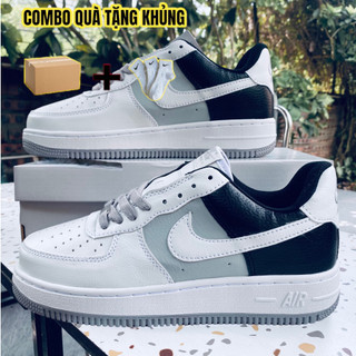 🎀 flashsale 🎀giày af1 gót đen mũi xám trắng,giày _nike air force 1 custom, grey hót trend 2023 full,