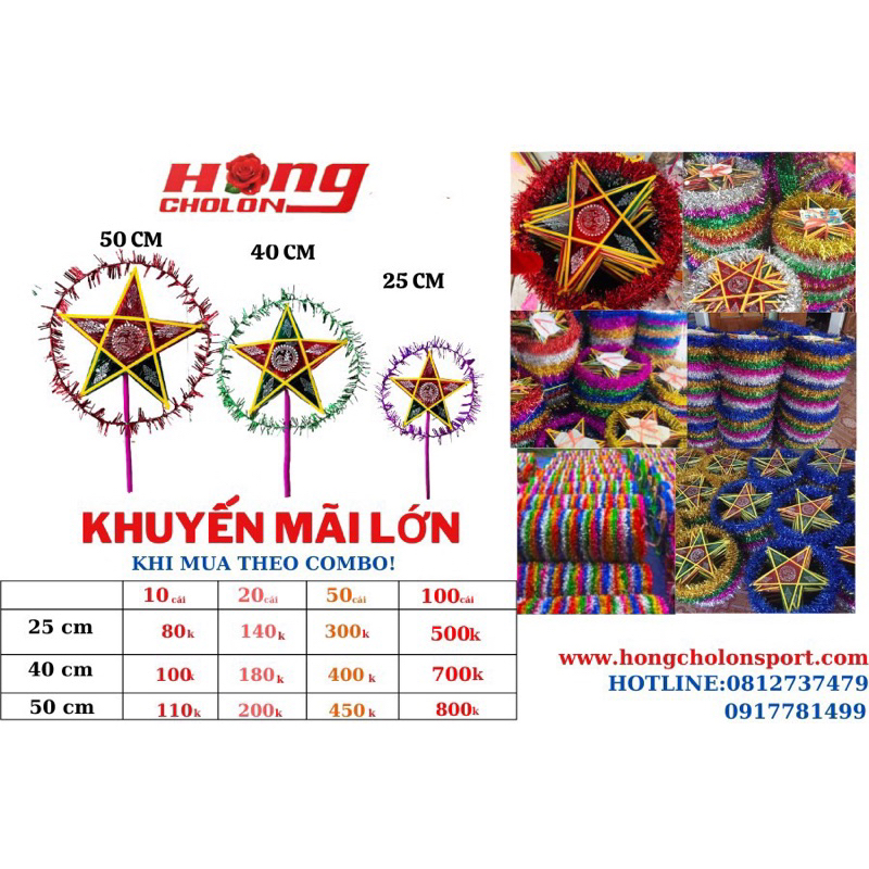 Combo Lồng Đèn ông Sao 10cái đủ kích cỡ