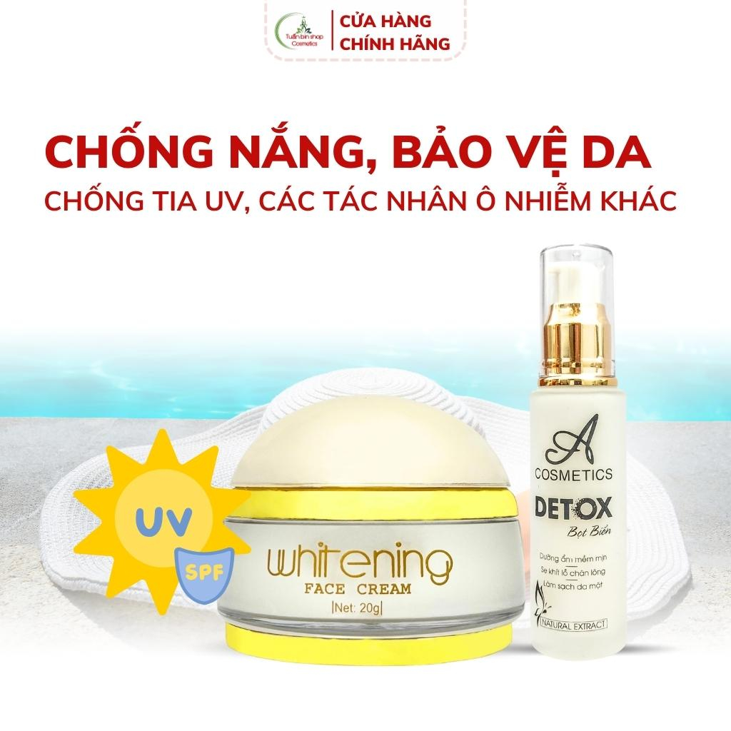 Combo dưỡng trắng da mặt, thải độc da, giảm mụn Mềm acosmetics, kem face pháp, detox bọt biển 70g