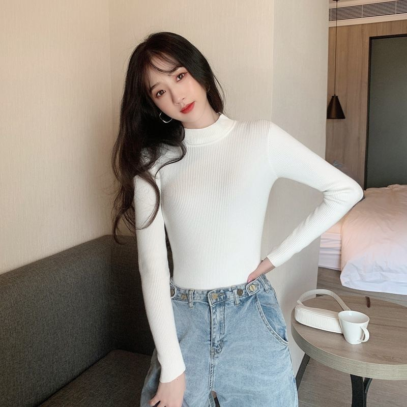 Áo cổ 3 phân dài tay giữ nhiệt Forgirlstudio chất liệu len tăm dày dặn mềm mịn nhiều màu, giữ nhiệt tốt FG097 | BigBuy360 - bigbuy360.vn