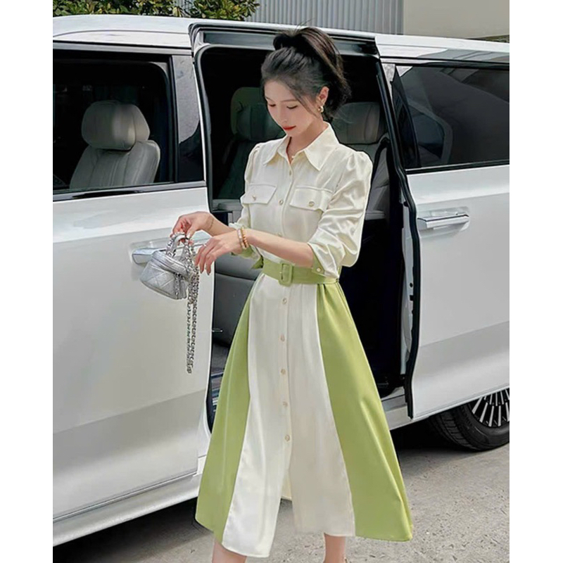 Đầm sơ mi túi hộp kèm belt 2 màu