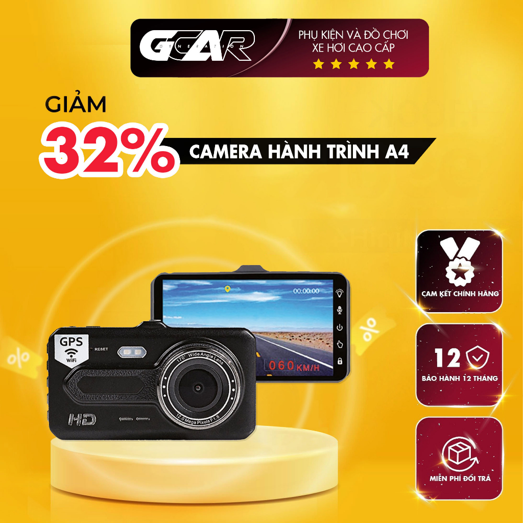 Camera hành trình A4 tích hợp GPS kết nối wifi tặng kèm thẻ JVJ 32gb chip U3