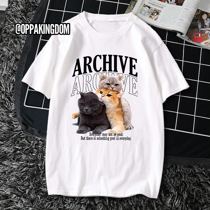 Áo thun tay ngắn Archive cat giống Gulf Kanawut Traipipattanapong