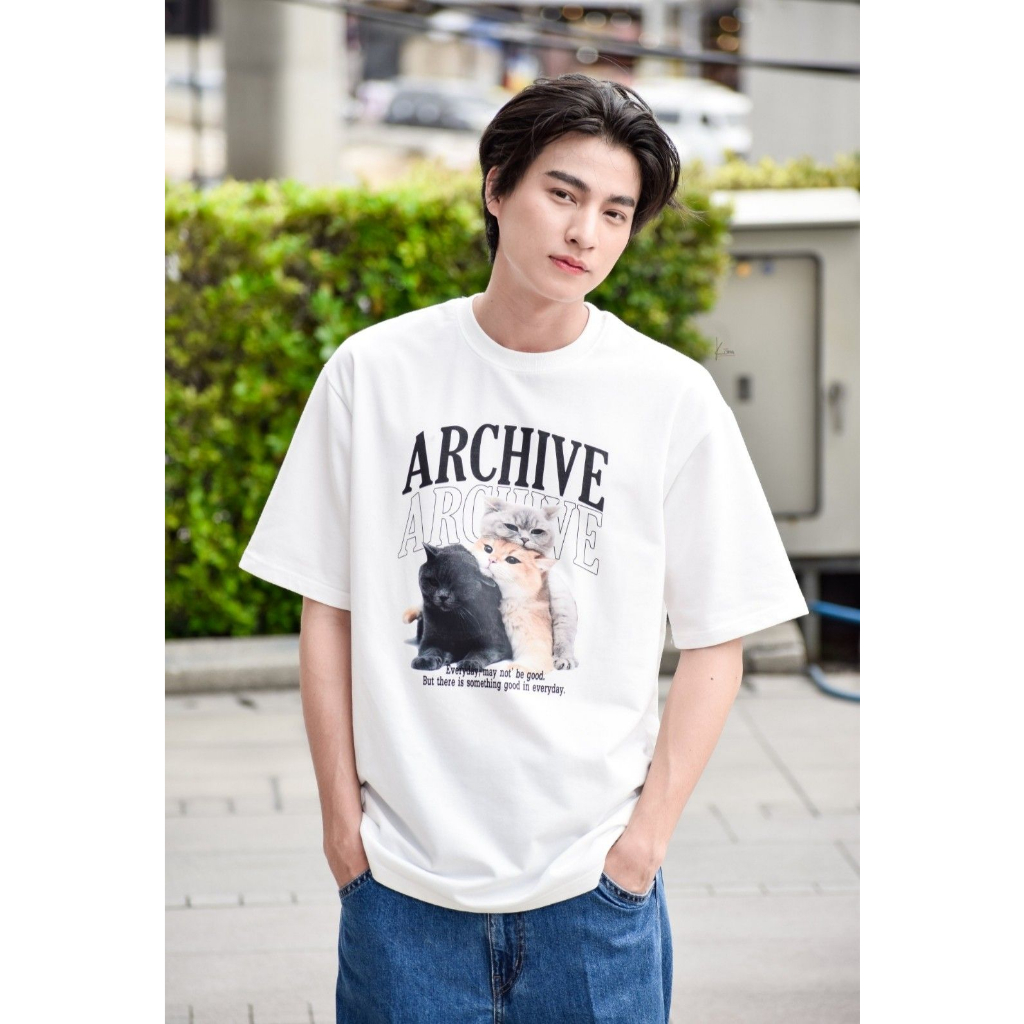 Áo thun tay ngắn Archive cat giống Gulf Kanawut Traipipattanapong