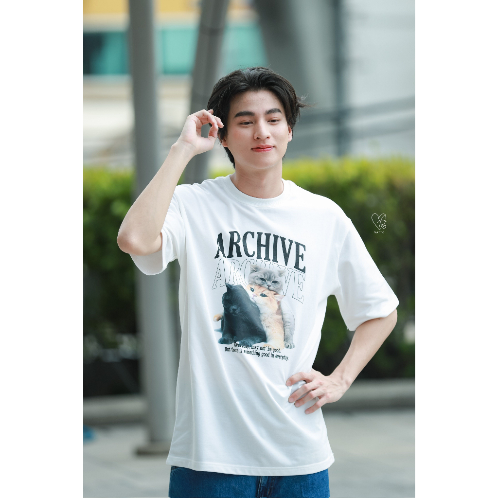 Áo thun tay ngắn Archive cat giống Gulf Kanawut Traipipattanapong