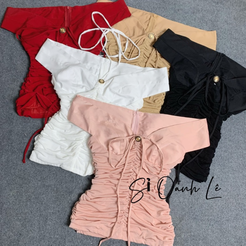 Áo trễ vai thắt nơ dáng ôm