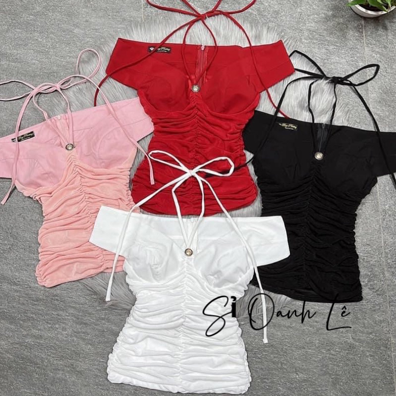 Áo trễ vai thắt nơ dáng ôm