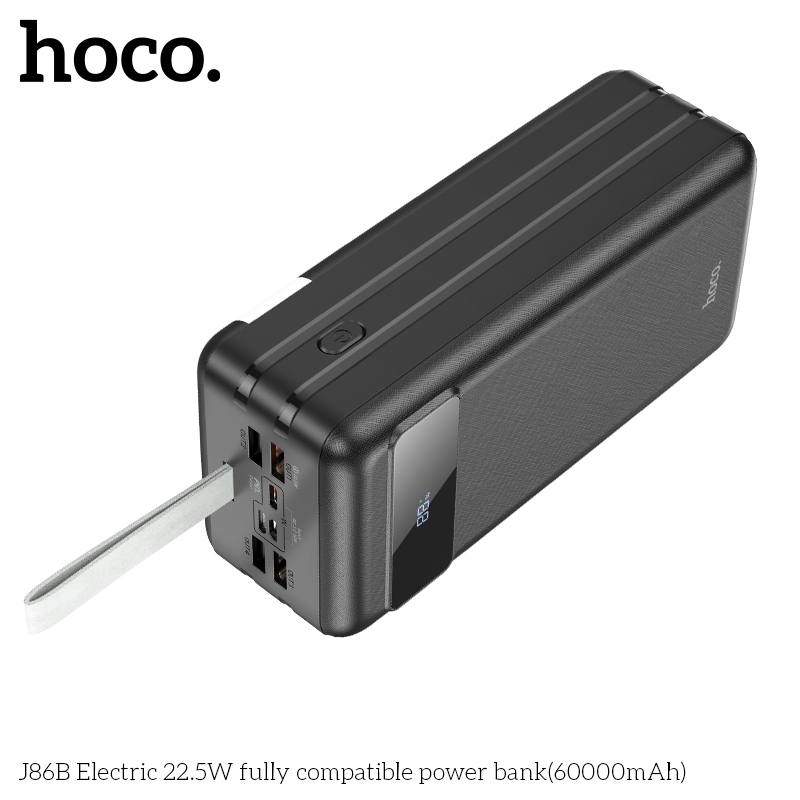 Pin dự phòng Hoco J86B 60000mAh QC 3.0 22.5W và TypeC PD 20W, Có đèn Led - Nhất Tín Computer