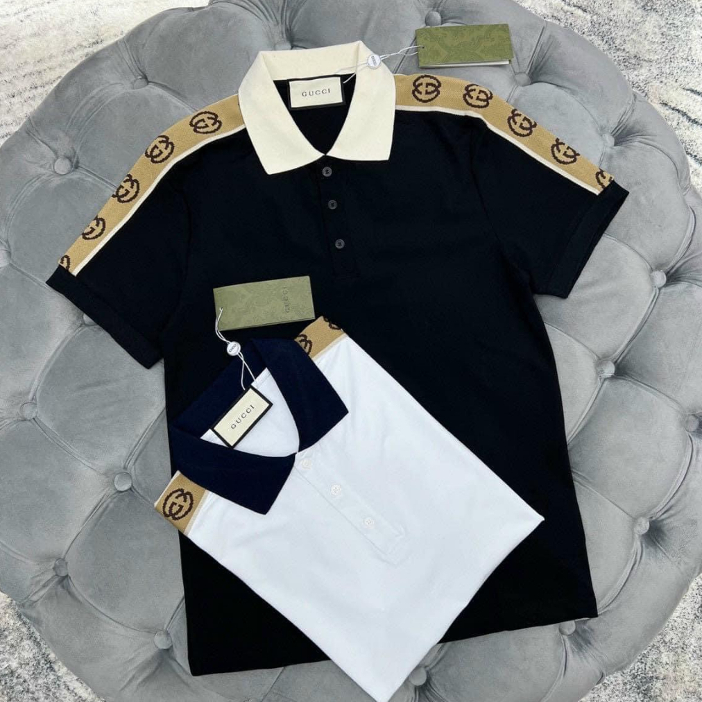 Áo thun polo nam tay ngắn họa tiết phối viền mẫu mới thời trang cao cấp phong cách